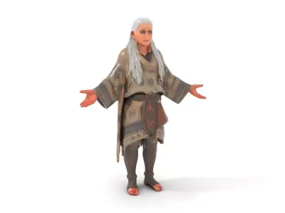 Ancient Tribal Elder Character Rigged and Animated D Model Low-poly 3D model