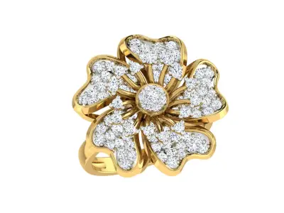 Light Weight Yellow Gold Diamond Ring -DDS RN 269 3D print model