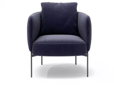 Bonnet chair with legs and upholstered seat 3D model