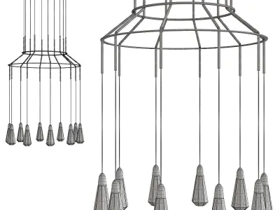 10 Carats LED Chandelier Low-poly 3D model