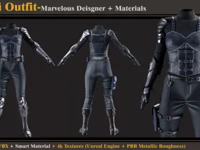 Sci-Fi Outfit-MD-Clo3d-Smart Material- Textures -OBJ-FBX  3D model