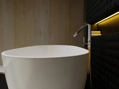 American Standard ZeniStone Floor-standing Bathtub and Faucet 3D model