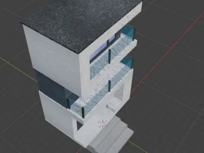 Modular Apartment Building Game Ready Asset Low-poly 3D model