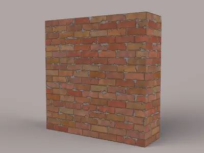 Brick Wall with window  Low-poly 3D model