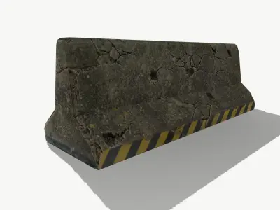Concrete Roadblock Low-poly 3D model