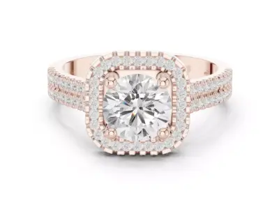 Cushion Halo Engagement Ring 3D Model for Jewelry Printing STL 3D print model