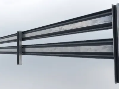 Modular Armco Barrier Low-poly 3D model