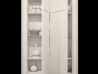 Shelf 3D model wooden cabinet with glass doors 3D model