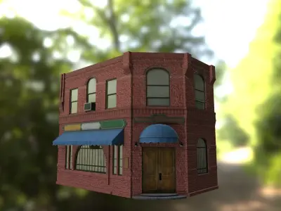 The building at Corner Low-poly 3D model