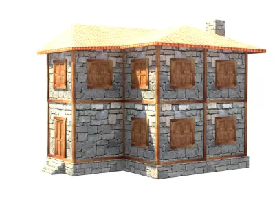 medieval house low poly village town residential house  64 Low-poly 3D model