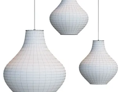 Sixties three pendant lights with shades 3D model