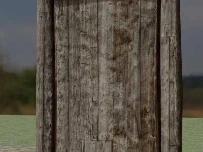  Simple Old Wooden planks Door -Low Poly  Low-poly 3D model