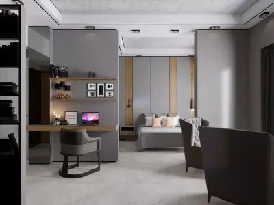 Hotel Suite Room and Lounge 3D model