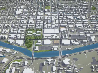 Iowa City - 3D City Model Low-poly 3D model