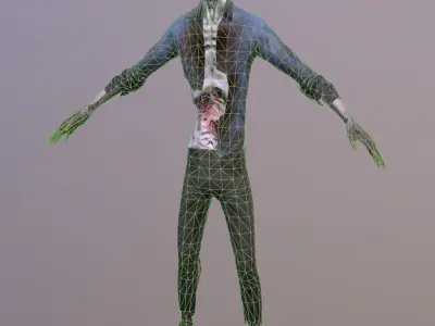 Zombie Low poly with 7 animations Low-poly 3D model