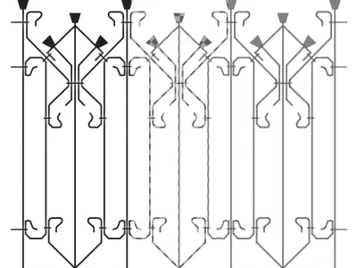 Forging set 2 ornamental wrought iron fence 3D model