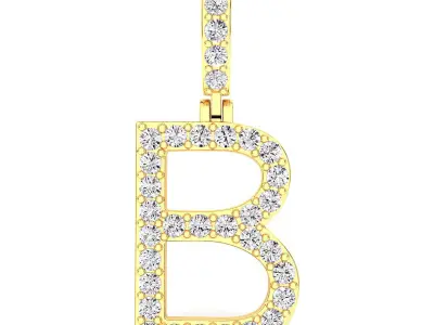 A to Z Collection-2 letter pendant gold with diamonds 3D Model Pack