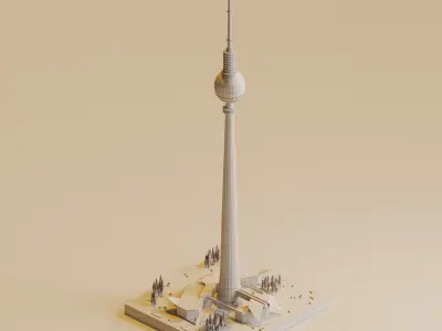 Berlin Fernsehturm Tower Low-poly 3D model