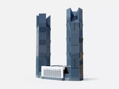 palm towers Qatar doha Low-poly 3D model
