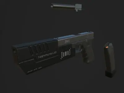 SciFi Gun Low-poly 3D model
