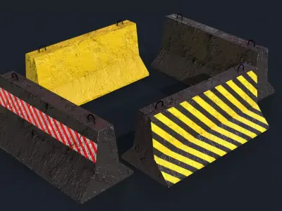 Concrete Road Barrier Low-poly 3D model