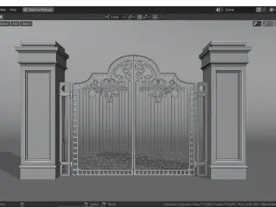 Medieval gate - game assets Low-poly 3D model