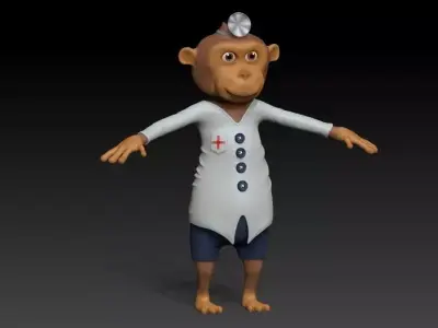 Monkey doctor Low-poly 3D model
