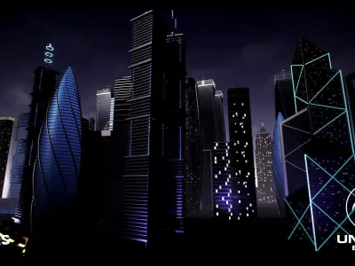 SkyScrapers  High Rise Buildings Modular Asset Pack Low-poly 3D model