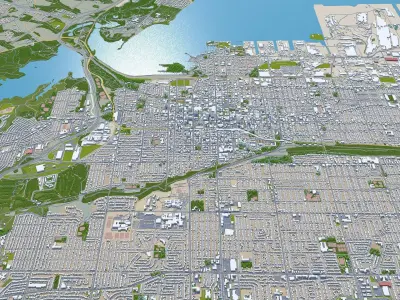 Hamilton City Ontario Canada Low-poly 3D model