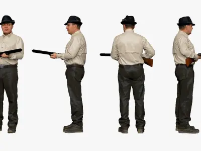 001124 man with shotgun 3d print ready 3D print model