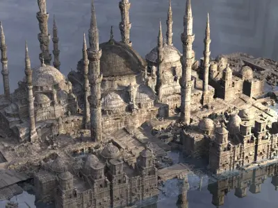 Muslim Crusades Arab 5 with mosques  3D model