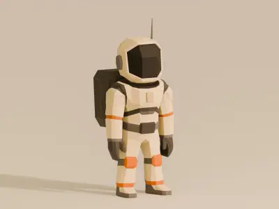 UNRIGGED VERSION LOW-POLY ASTRONAUT UPDATET Low-poly 3D model