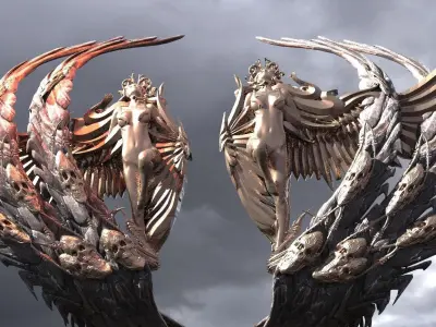 Angel Anatomy Sculptured Wings with scythe wings 2 3D model