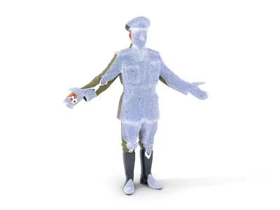Military Officer Character Model  Rigged and Animated Low-poly 3D model
