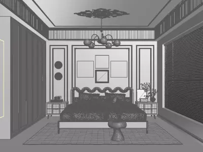 French Style Bedroom Low-poly 3D model