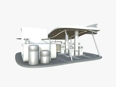 SciFi Gas Station A02 White Gray - Sci Fi Exterior Design Low-poly 3D model