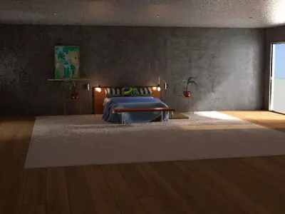 laos Bedroom Scene 3D model