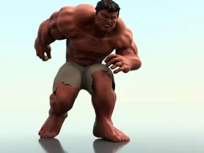 Red Hulk Rigged And Animated 3D model