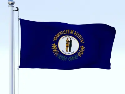 Animated Kentucky Flag Low-poly 3D model