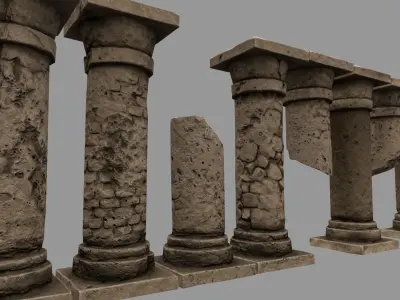 pillar set 9 columns Low-poly 3D model