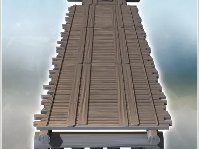 Improvised wooden log bridge with float and railway tracks 17 -  3D print model