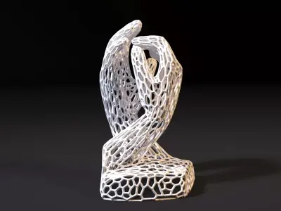 Sculpture two hands by Auguste Rodin Voronoi 3D print model