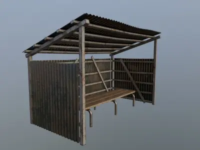 Bench with rust metal cover Low-poly 3D model