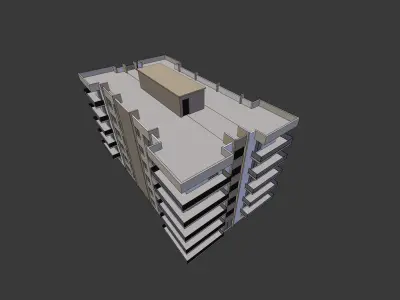 BUILDING 1 with balconies and balconies 3D model