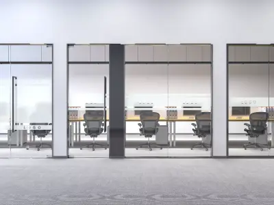 3D model of office privacy glass doors and windows 3D model
