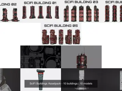 SciFi Buildings Assetpack - 10 buildings