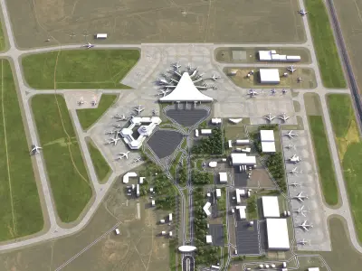 Baku - Heydar Aliyev Airport Low-poly 3D model