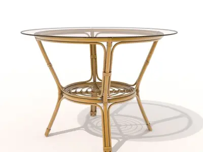 Rattan-glass table 3D model