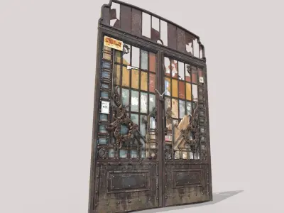 Worn Double Door 3D model