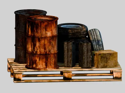 Urban Trash Abandoned Warehouse Atmosphere of Decline Low-poly 3D model